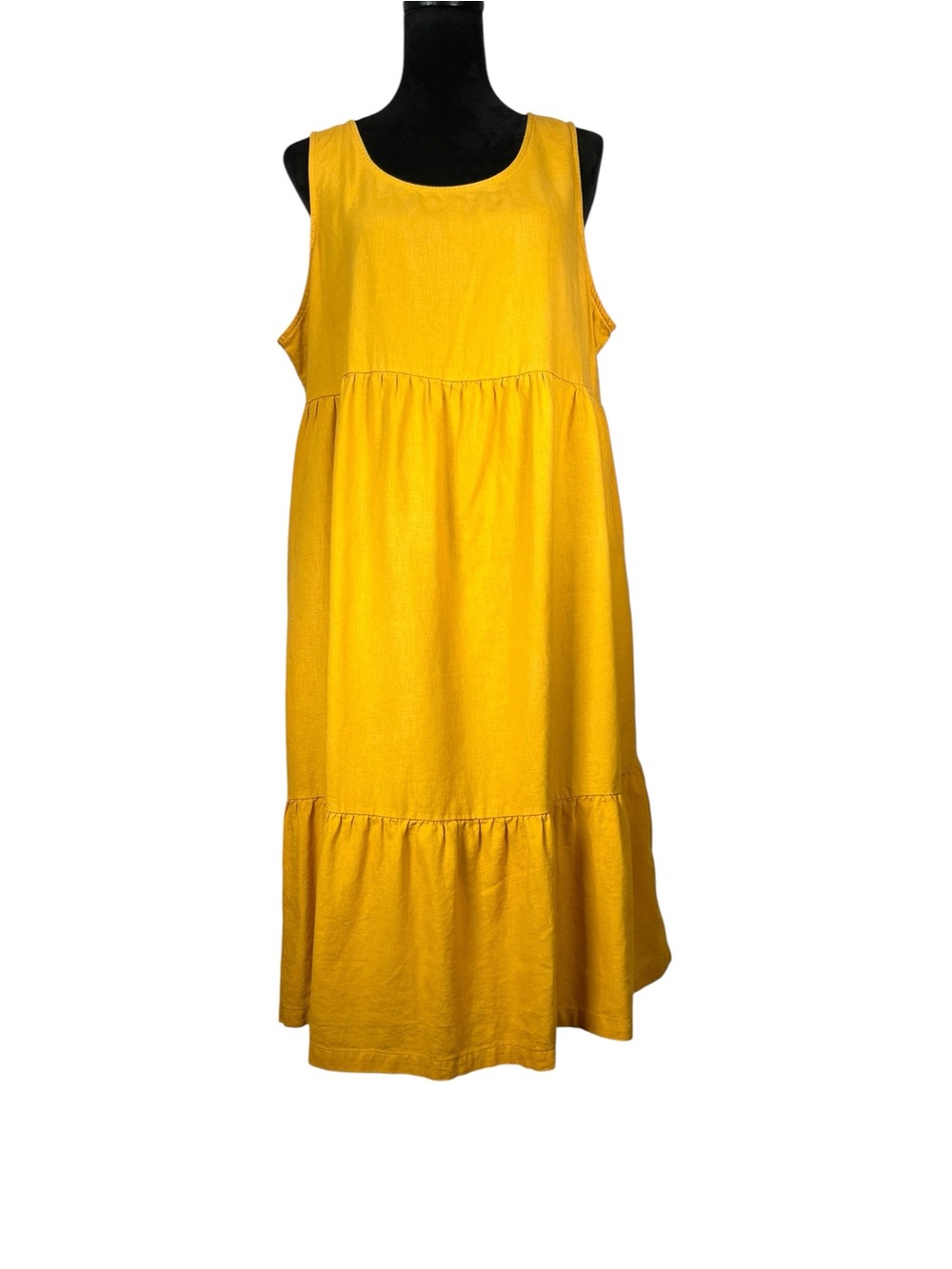 Croft & Barrow Yellow Sleeveless Tiered Maxi Dress Linen Blend Lagenlook XL